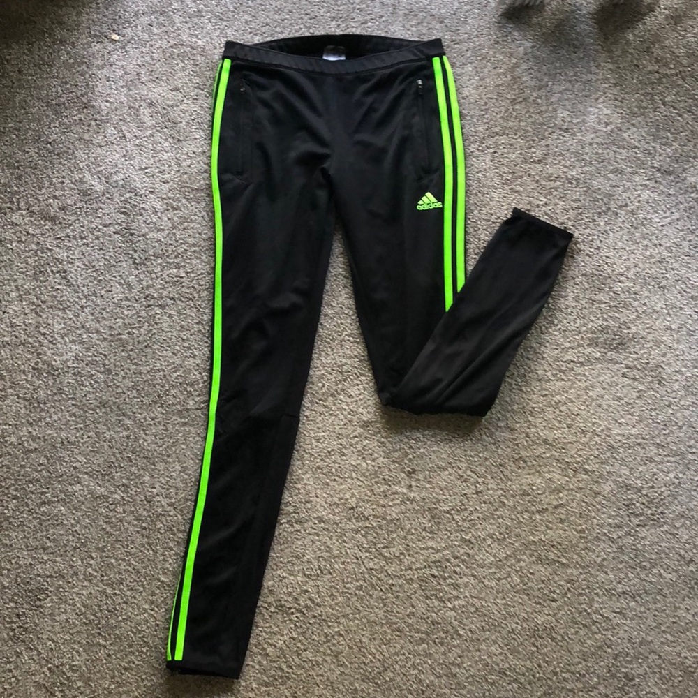 Neon Green Stripe Adidas Soccer Leggings